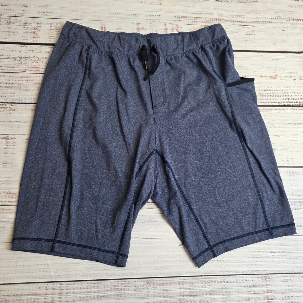 Lululemon For the People Mens XL Heathered Navy Blue Active Training Shorts